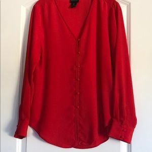 NWOT Red v-neck Rachel Zoe blouse